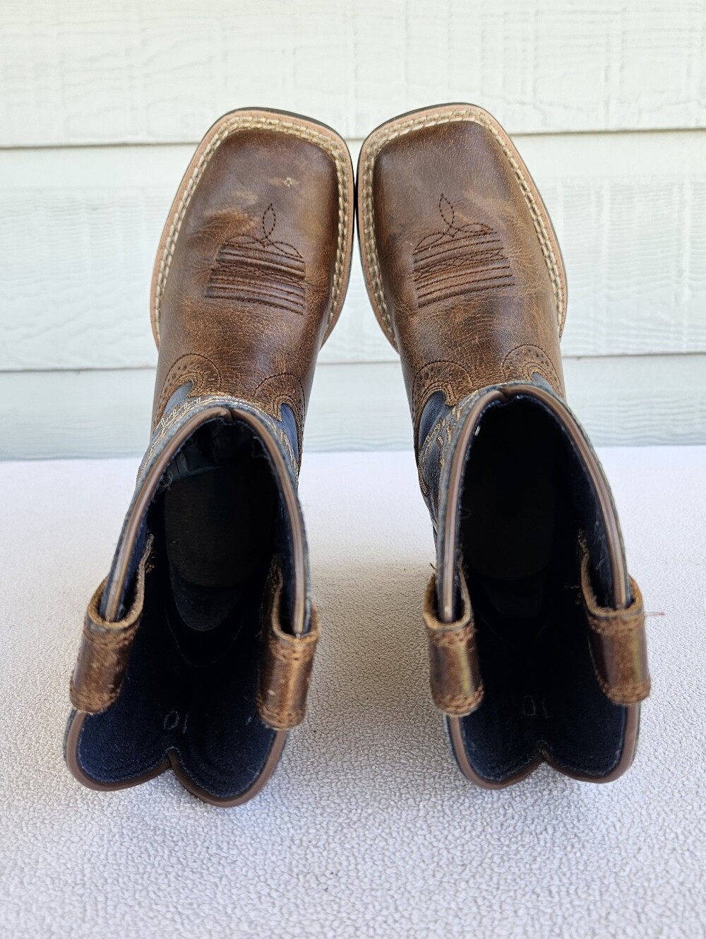 Ariat Little Tycoon Square Toe Western Cowboy Boots Toddler SZ 10 Brown - Picture 9 of 12